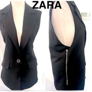 ZARA Black Vest With Side Zipper Detail - Size XS/S - NEW